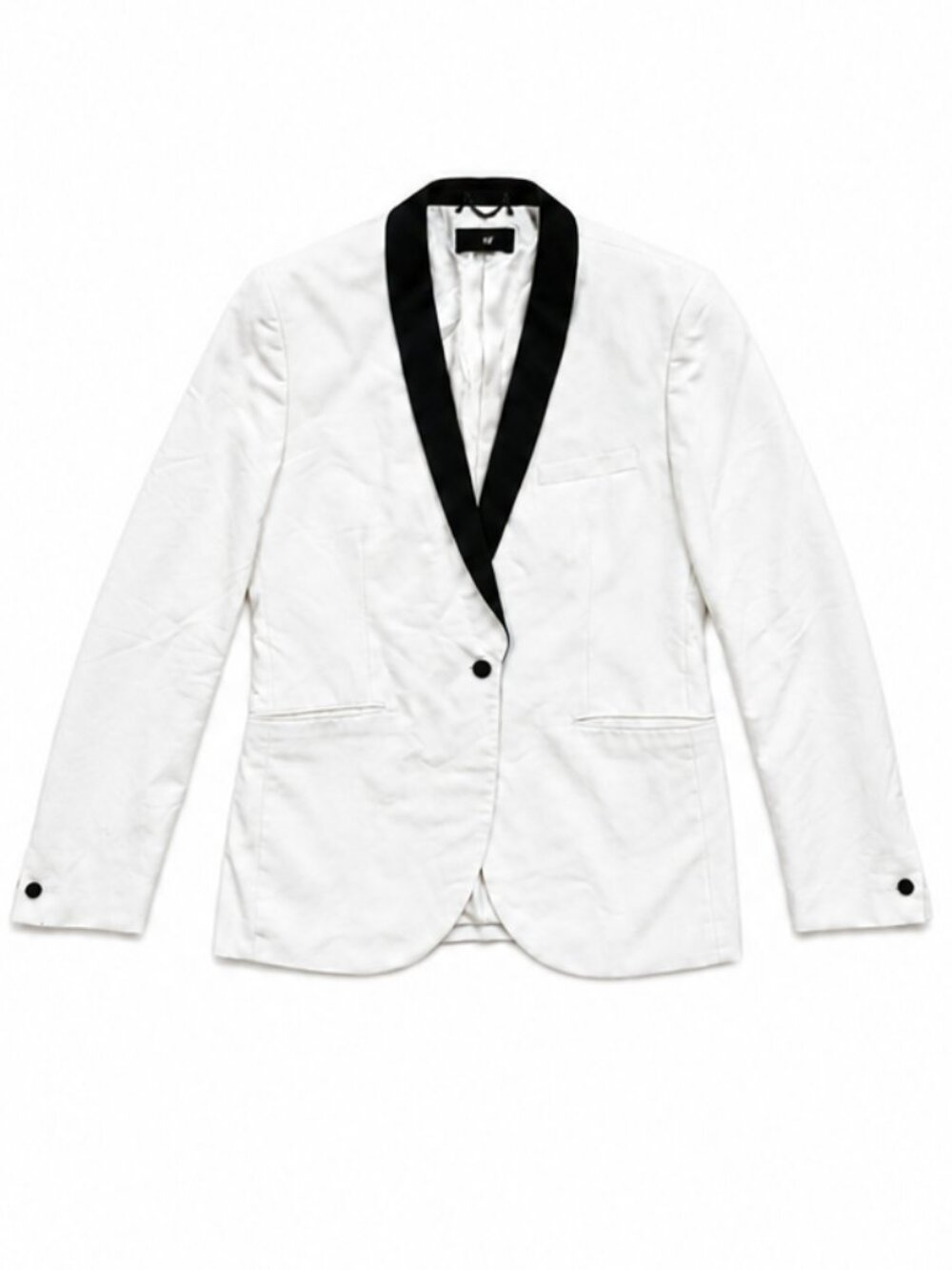 H&M Men’s US 42R White Tuxedo Blazer with Black Shawl Lapel
